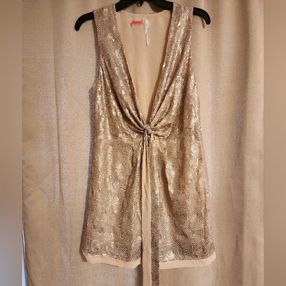 Free People Sequin Champagne Mini Dress, Size 2, Worn Once - Picture 4 of 11